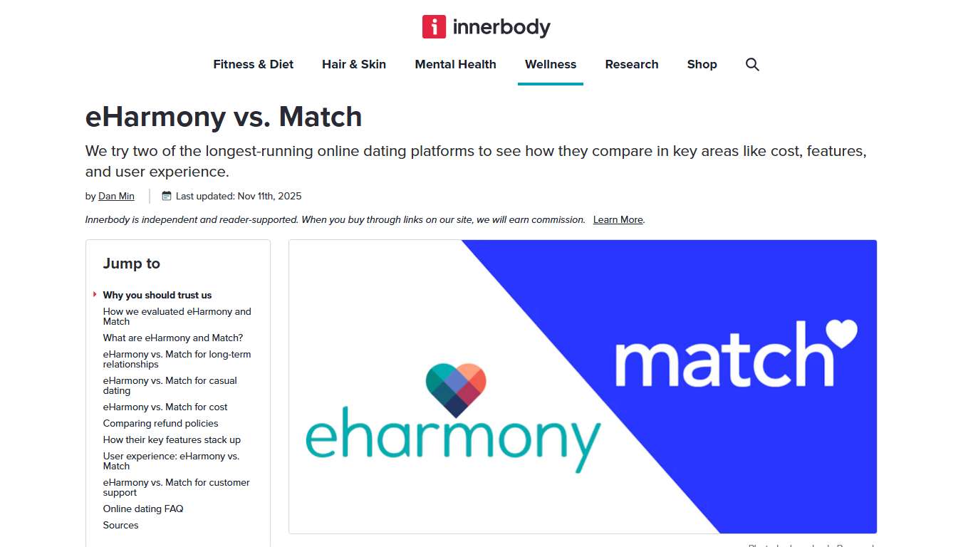 eHarmony vs. Match | Comparing legacy dating sites in 2026